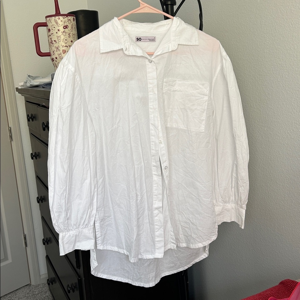 SO Women's White Button Down Shirt